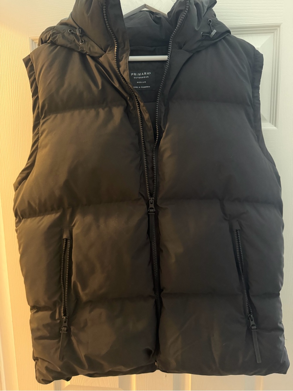 Primark Black Quilted Hooded Puffer Gilet